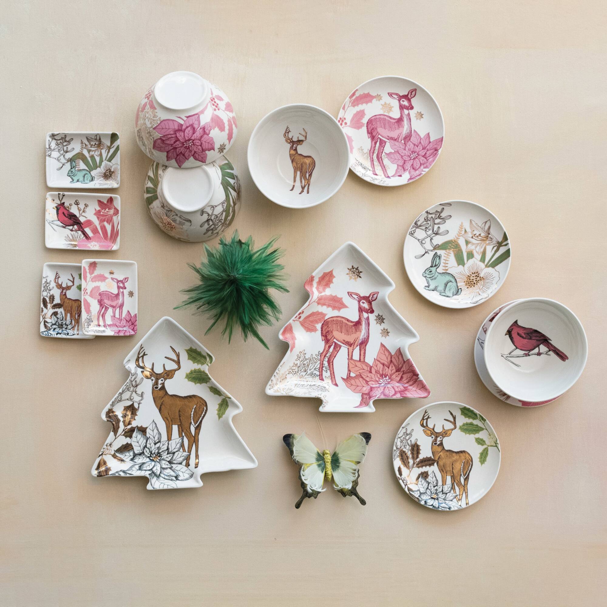 Hello Honey® 5" Christmas Woodland Stoneware Bowl Set